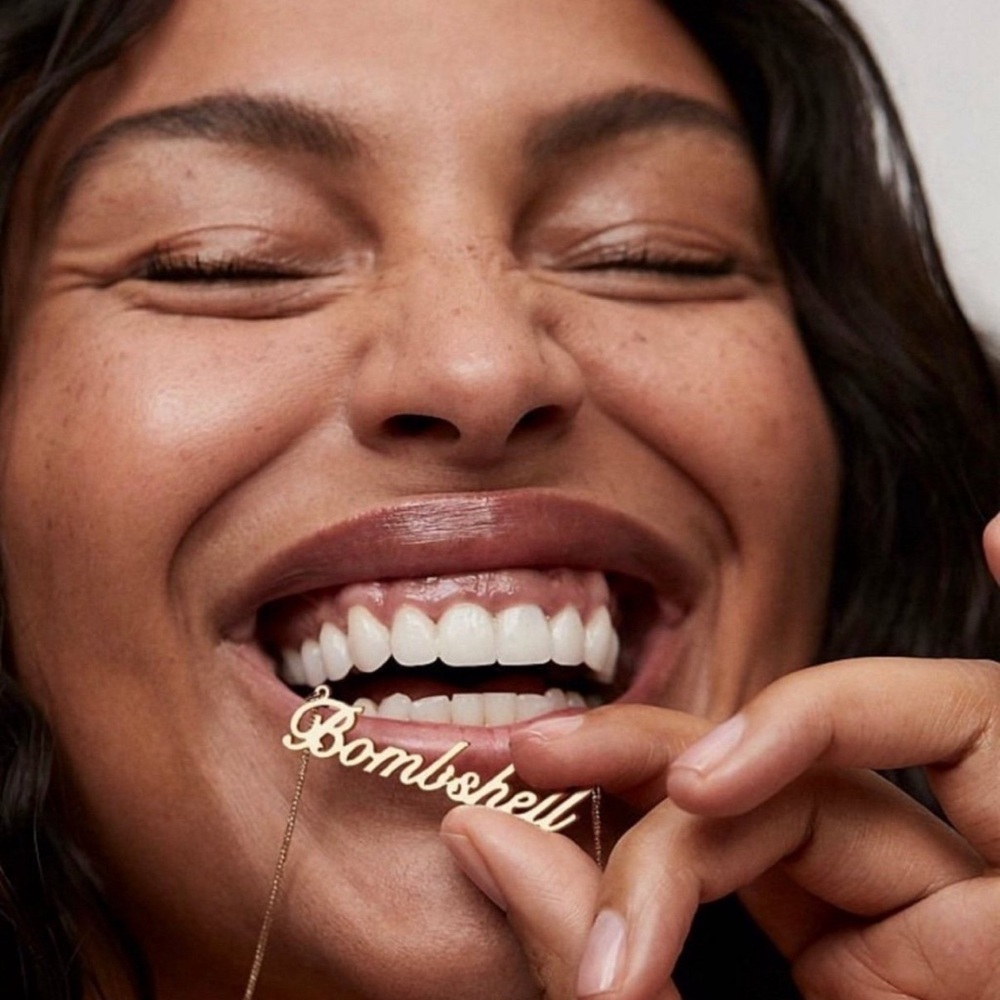 Victoria’s Secret nameplate necklace 14k gold